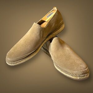 H.S. Trask Braxton Perf English Suede Hemp Leather Loafers Vibram Soles Mens 9.5